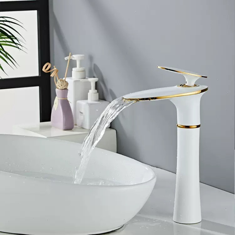 White/Black Gold Waterfall Bas - đánh giá và giá Home Hardware Bathroom Sinks