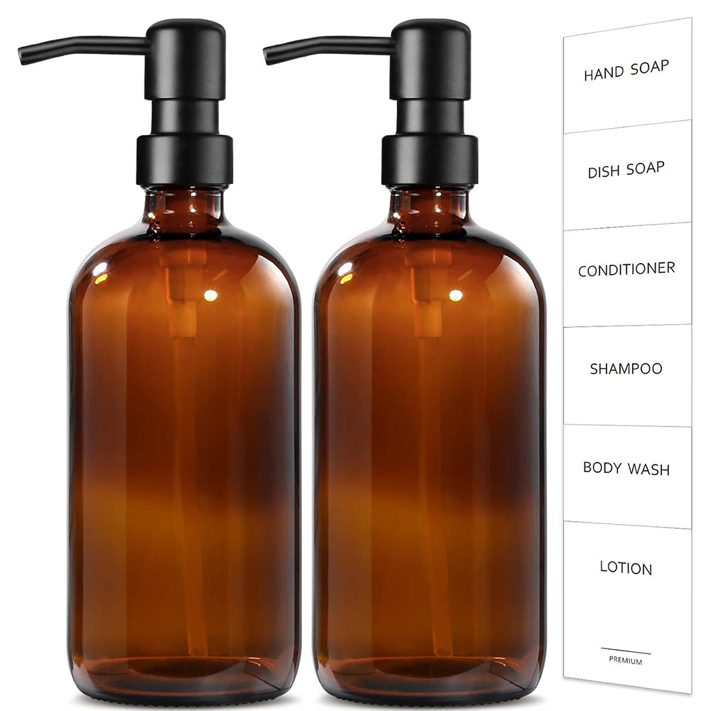 Amber Glass Soap Dispenser, 2  - đánh giá và giá Home Bathroom Soap Dispenser